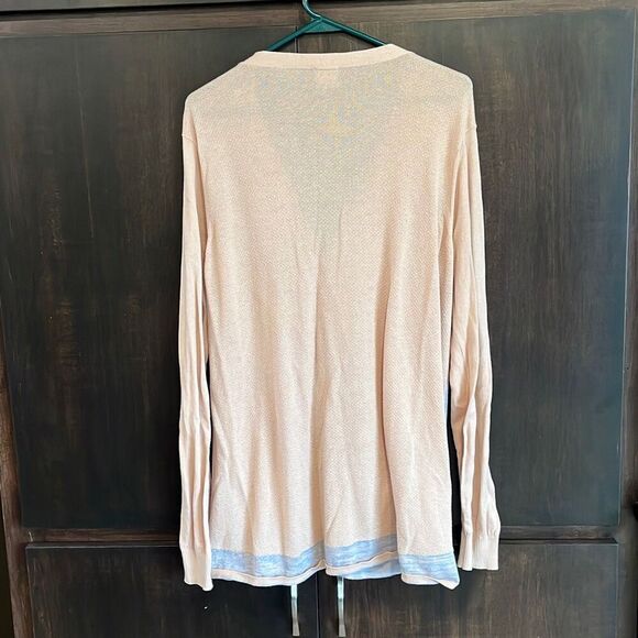 CAbi Lucy Pink Blue Trim 2 Pocket Cardigan Sweater Large #5288 - Picture 5 of 6